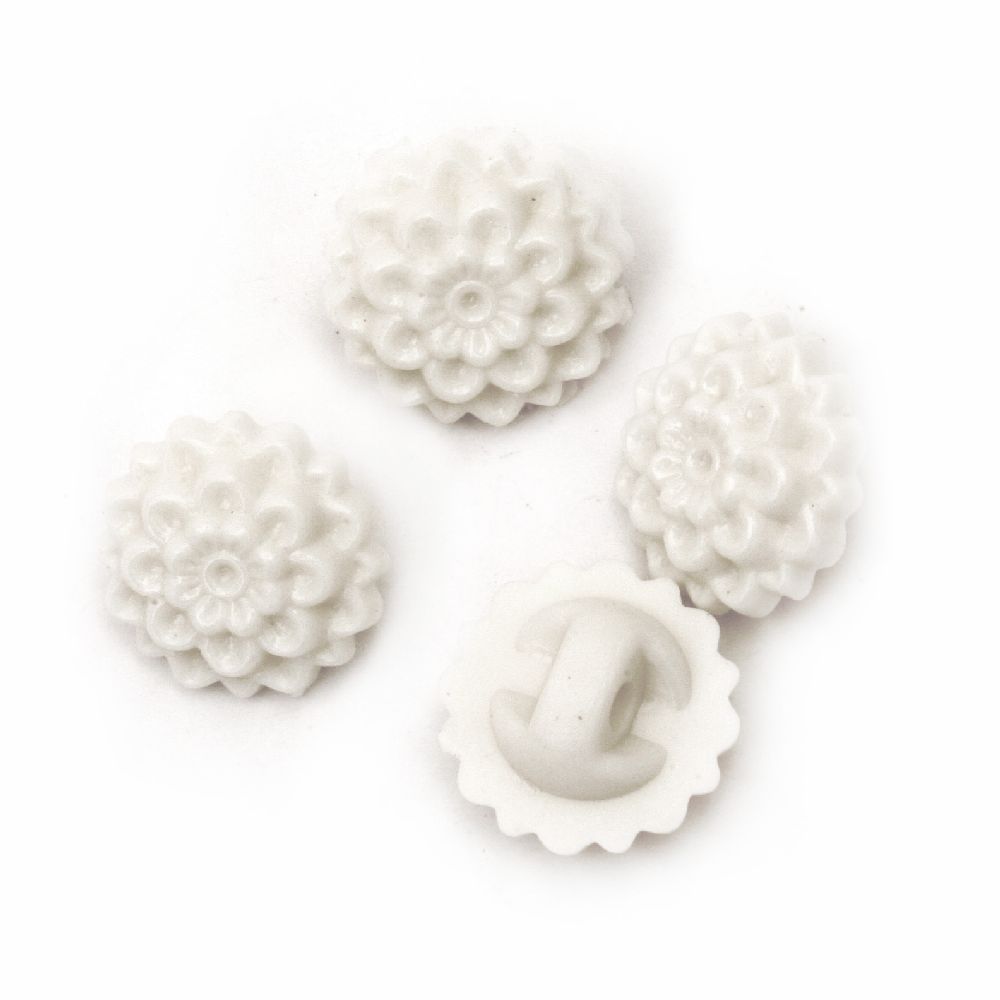 Plastic solid rose button for sewing 16x9 mm hole 2.5 mm white - 50 grams ~ 55 pieces