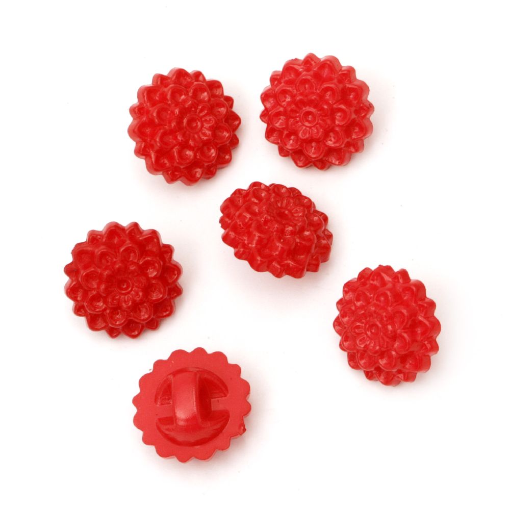Plastic solid rose button for sewing 16x9 mm hole 2.5 mm red - 50 grams ~ 55 pieces