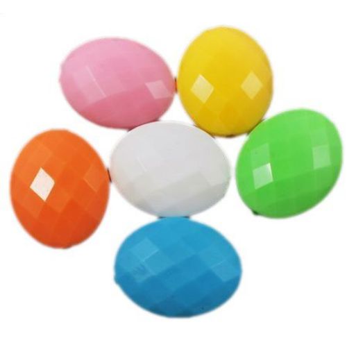 Colorful Faceted Oval Plastic Bead, 20x24.5x9 mm, Hole: 2 mm, MIX -50 g -19 pieces