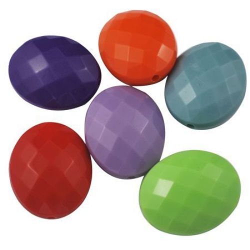 Acrylic oval solid bead for jewelry making  20x24x11 mm hole 2 mm color - 50 g. - 16 pieces