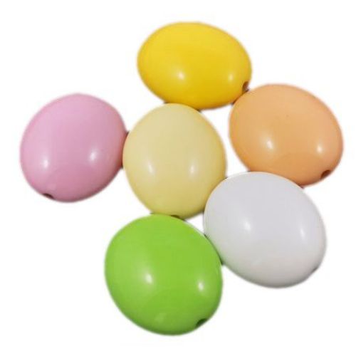 Acrylic oval solid bead for jewelry making 20x24x11.5 mm hole 2.5 mm color - 50 g. - 15 pieces
