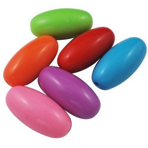 Acrylic oval solid bead for jewelry making 20x40 mm hole 3 mm color - 50 g. - 5 pieces