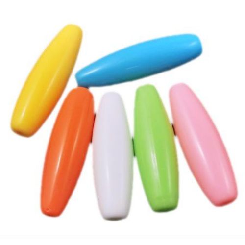 Plastic Elongated Oval Bead, 30x9 mm, Hole: 2 mm, MIX -50 g ~ 32 pieces