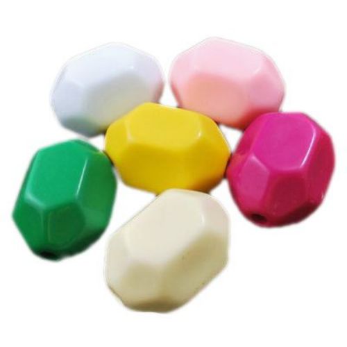 Acrylic oval solid bead for jewelry making, polyhedron 27.5x40 mm hole 5 mm colored - 45 g. ~ 2 pieces