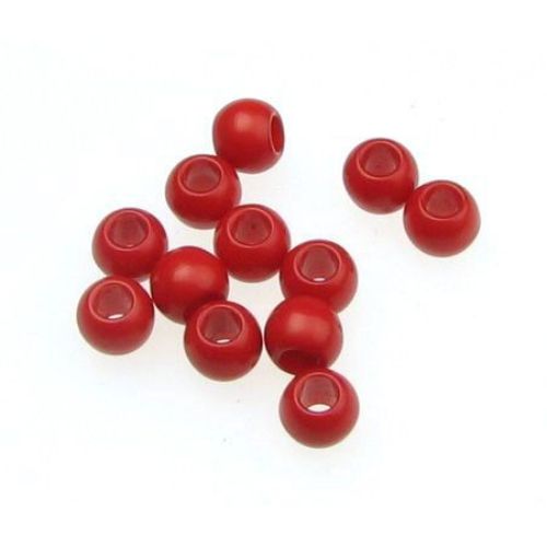 Solid Plastic Round Bead, 5x6 mm, Hole: 2.5 mm, Red - 50 grams ~ 570 pieces