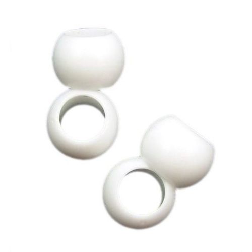 Solid Round Plastic Bead for DIY and CRAFT, 10x14 mm, Hole: 8 mm, White - 50 grams