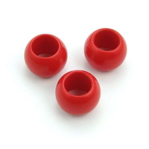Acrylic cylinder solid bead for jewelry making 12x16 mm hole 9 mm red - 50 grams