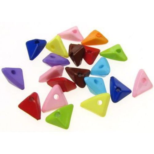 Acrylic pebble solid bead for jewelry making 7x10x4 mm hole 1.5 mm mix - 50 grams