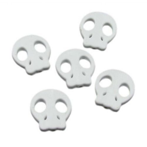 Acrylic skull solid bead for jewelry making 22x20x4 mm hole 2.5 mm white - 50 grams