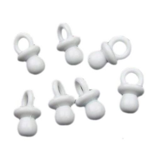Solid Plastic Pacifier Bead, 21x12 mm, White -50 grams