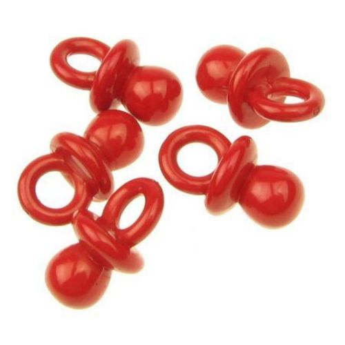 Solid Plastic Pacifier Bead, 21x12 mm, Red -50 grams