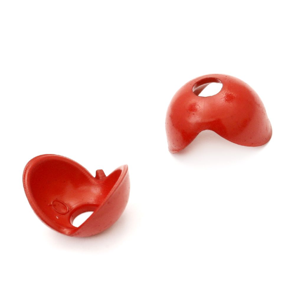 Мънисто плътно шапка 16x14x10 мм дупка 4.5 мм червено -20 грама ~44 броя