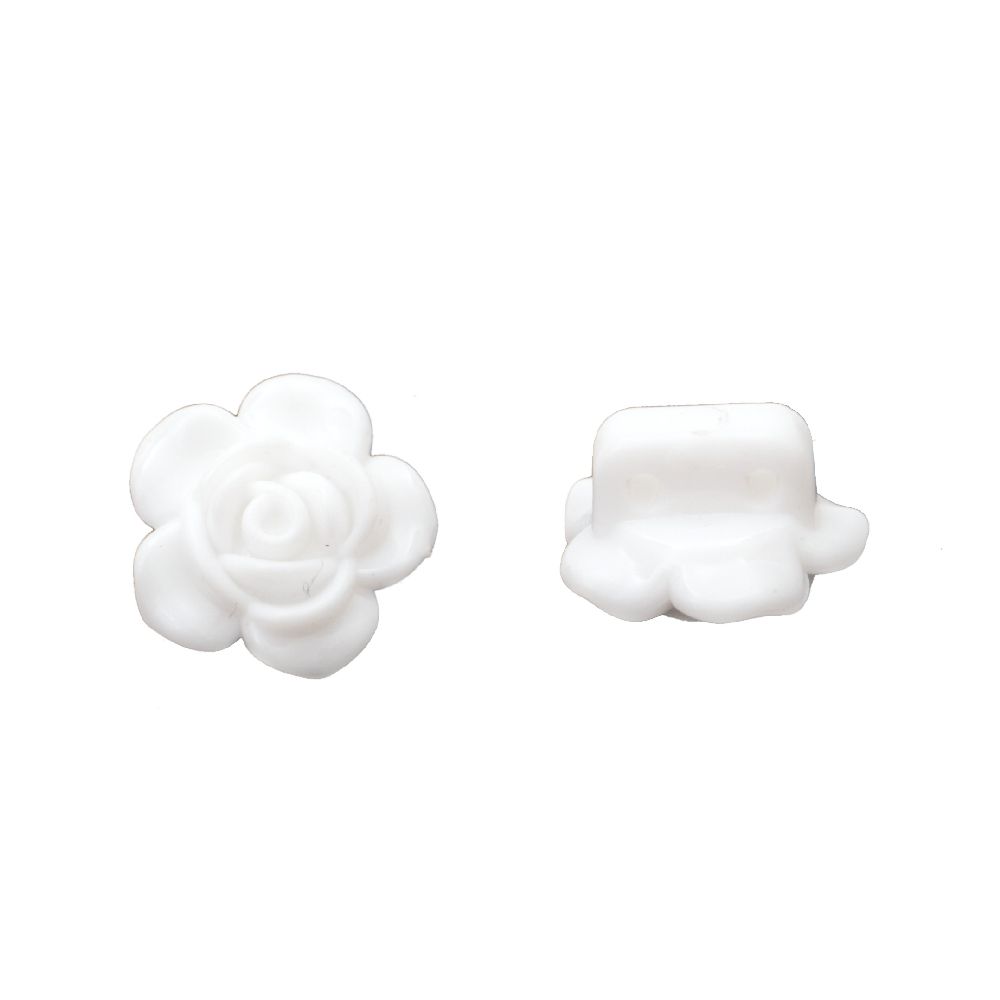 Margele solida  floare 18x12 mm două găuri 2 mm alb -50 grame ~ 38 bucăți