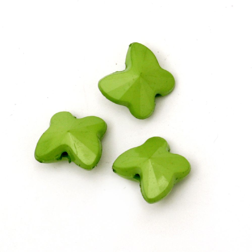 Dense Butterfly Beads, 10x6 mm, Hole 1 mm, Green - 50 grams ~ 210 pieces