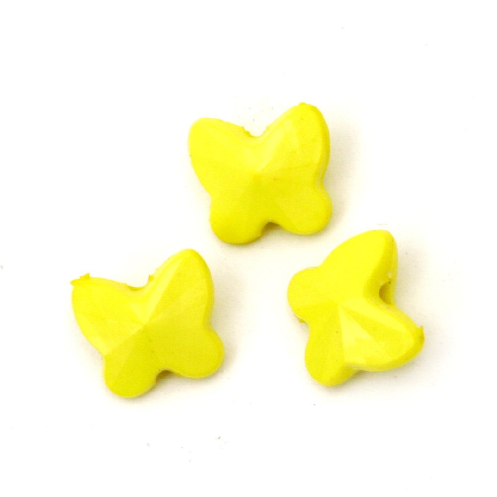 Solid Plastic Butterfly Bead, 10x6 mm, Hole: 1 mm, Yellow -50 grams ~ 210 pieces