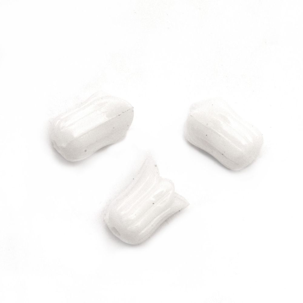Dense Plastic Tulip Bead for CRAFT Design, 10x8x6 mm, Hole: 1 mm, White -50 grams ~ 190 pieces