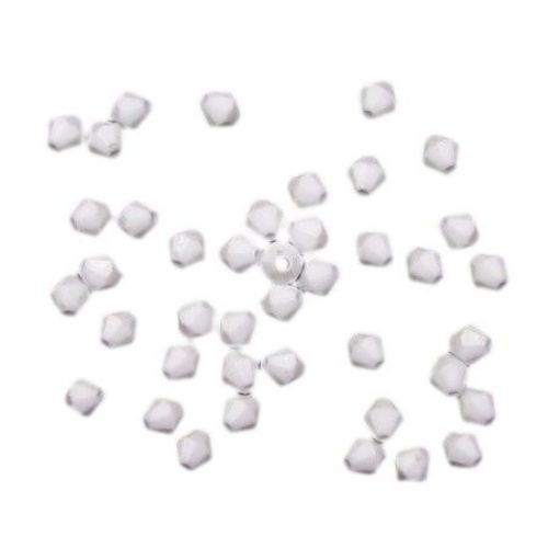Dense Acrylic Bi-cone Bead, 6x6 mm, Hole: 1 mm, White -50 grams ~ 570 pieces