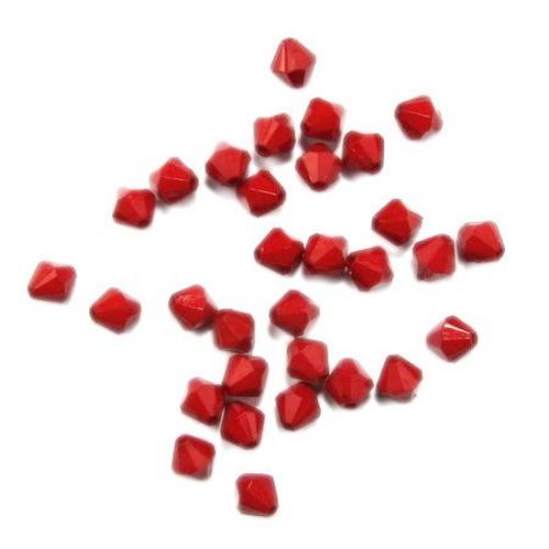 Margele solidă  romb 8x8 mm gaură 1 mm roșu -50 grame ~ 230 bucăți