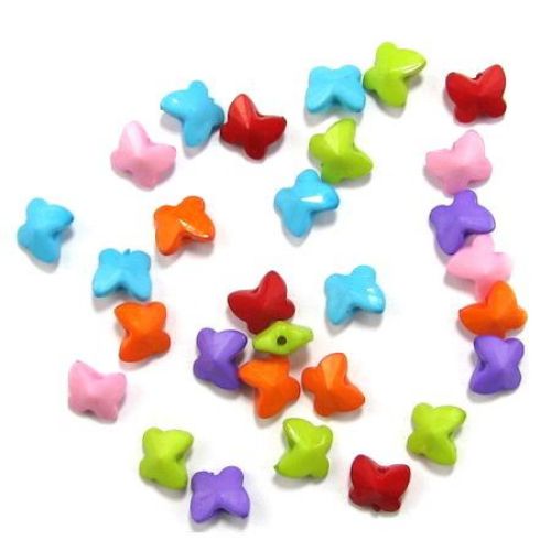 Bright Plastic Butterfly Bead, 10x6 mm, Hole: 1 mm, MIX -20 grams ~84 pieces