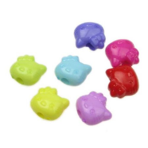 "Hello Kitty" Solid Plastic Bead, 12x8 mm, Hole: 3 mm, MIX -50 grams