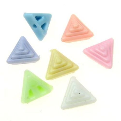 Plastic Triangle Pyramid Bead, 11x12x7 mm, Hole: 2 mm MIX / Pastel Colors -50 grams