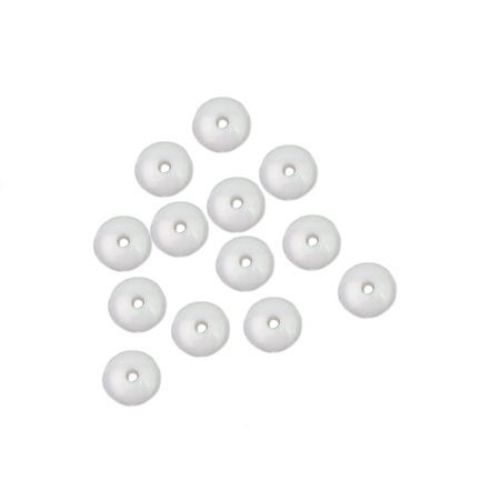Solid Color Acrylic Beads Flat Round 8x3.5 mm hole 1 mm white -50 grams ± 390 pieces