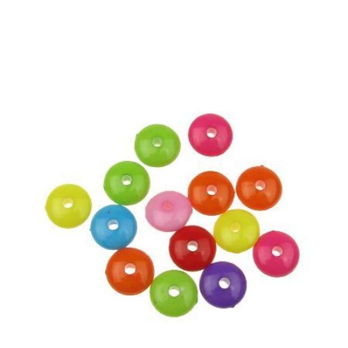 Solid Color Acrylic Beads Flat Round 8x3.5 mm hole 1 mm color -50 grams ± 390 pieces