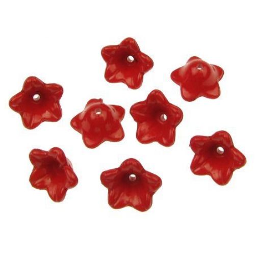 Plastic Bead in the Shape of a Bell Flower, 12x7 mm, Hole: 1 mm, Red -50 grams ~ 180 pieces