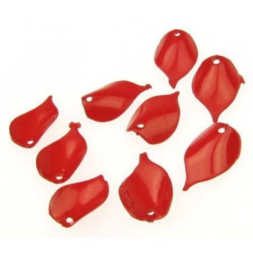 Acrylic Dense Leaf Pendant for Handmade Accessories, 21x13 mm, Red -50 grams
