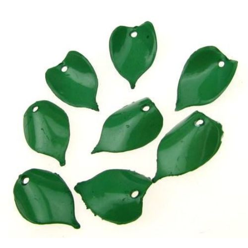 Plastic Leaf Pendant, 21x14 mm, Hole: 2 mm, Green -50 grams ~ 170 pieces