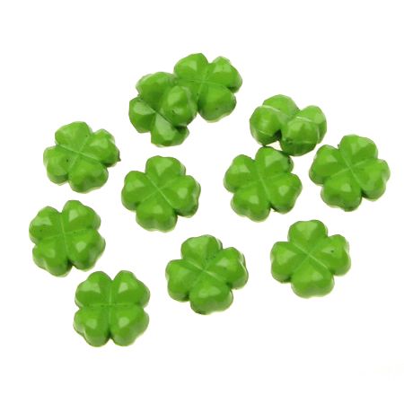 Four-leaf Plastic Clover Bead, 12x5 mm, Hole: 1 mm, Light Green -50 grams ~ 106 pieces