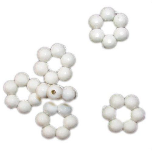 Openwork Solid Plastic Flower Bead, 24x22x8 mm, Hole: 2 mm, White -50 grams ~ 25 pieces