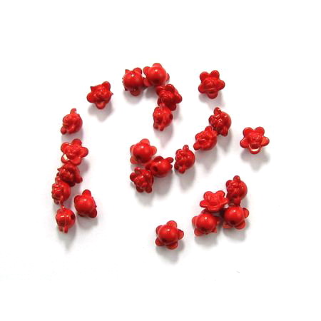 Роза плътна 10x7 мм дупка 2 мм червена -50 грама