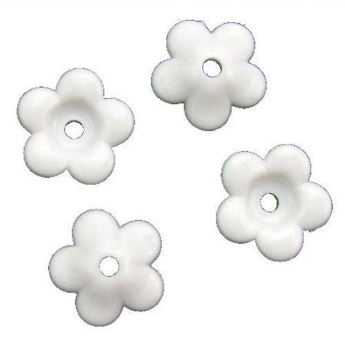 Dense Acrylic Flower Bead, 23x6 mm, Hole: 3 mm, White - 50 grams ~ 35 pieces