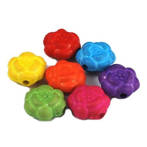 Colorful Plastic Flower Bead for Handmade Accessories, 12x6 mm, Hole: 2 mm, MIX -50 grams
