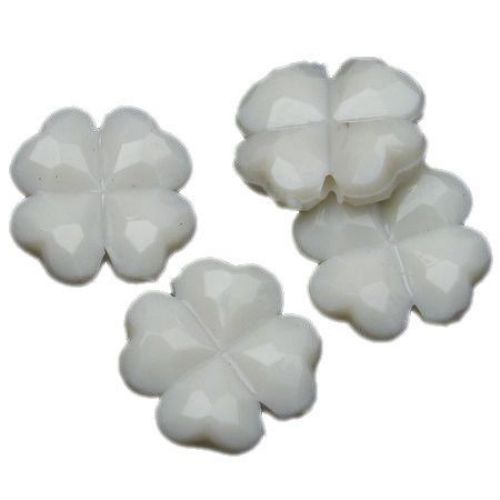 Solid Acrylic Clover Bead, 18x5 mm, Hole: 2 mm, White - 50 grams ~ 42 pieces