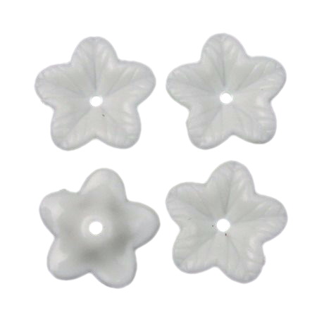Χάντρα Οπάκ λουλούδι 18x5 mm τρύπα 1 mm λευκό -50 γραμμάρια ~ 110 τεμάχια