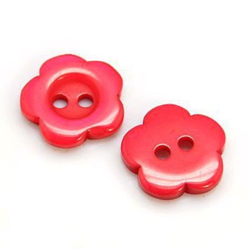 Κουμπί πλαστικό λουλούδι 12x2.5 mm τρύπα 1 mm κόκκινο -20 τεμάχια
