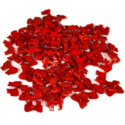 Nasturi din plastic forma funda 24x18 mm gaură 2 mm roșu -10 bucăți