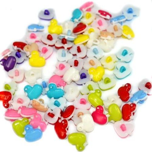 Plastic duck button for sewing 14x13x4 mm hole 3 mm MIX - 20 pieces