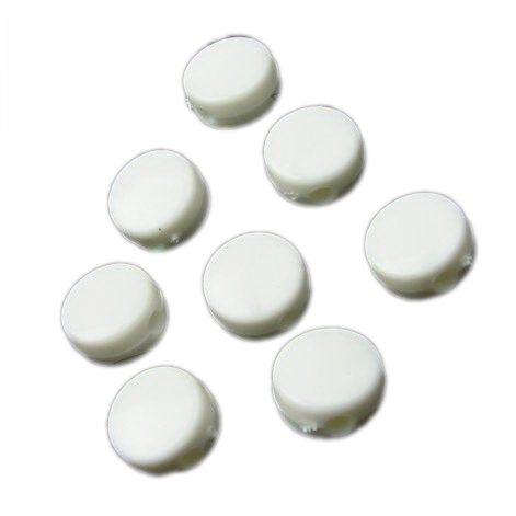 Plastic Round Flat Bead, 8x4 mm, Hole: 2 mm, White -50 grams ~ 220 pieces