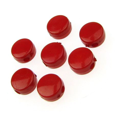 Plastic Round Flat Bead, 8x4 mm, Hole: 2 mm, Red -50 grams ~ 220 pieces