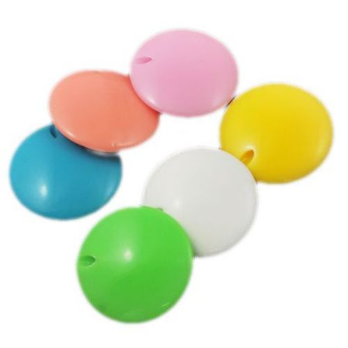 Coin-shaped Acrylic Beads for DIY and CRAFT Art, 25x7 mm, Hole: 2 mm, MIX -50 g ~ 22 pieces