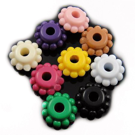 Solid Color Acrylic Beads Round flat 17x9 mm hole 5 mm thick MIX ~ 47 pieces -50 grams