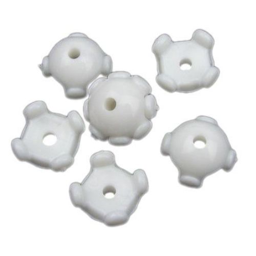 Solid Color Acrylic Beads hat 11x7 mm hole 2 mm white -50 grams