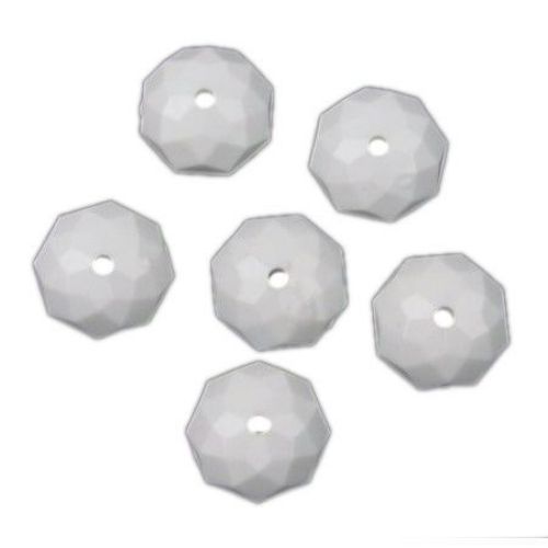 Faceted Acrylic Abacus Bead, 12x8, Hole: 1.5 mm, White - 50 grams
