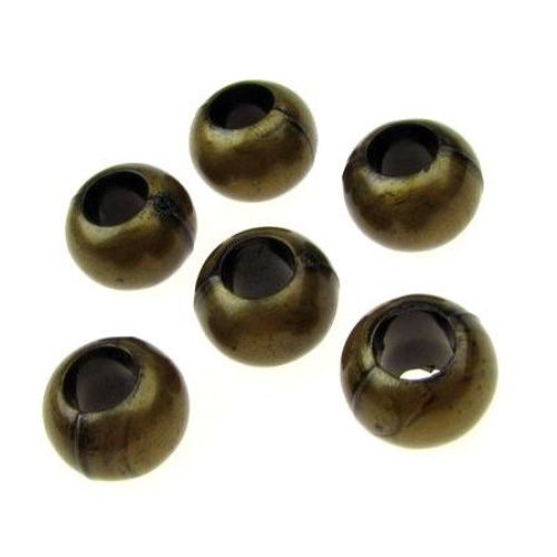 Plastic Round Bead, Antique Bronze Imitation, 12 mm, Hole: 6 mm -20 grams