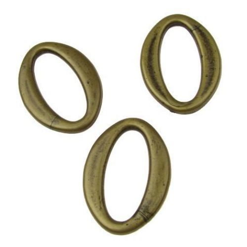 Inel de mărgele 35x26 mm culoare cupru antic -20 grame -10 bucăți