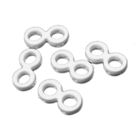 Solid Plastic Connector Bead / Eternity Symbol, 20x10x4 mm, Holes: 1.5 mm, White -50 grams ~ 120 pieces
