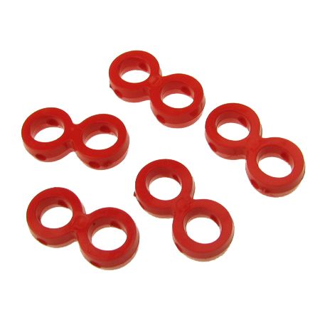 Plastic Connecting Element / Eternity Symbol, 20x10x4 mm, Holes: 1.5 mm, Red -50 grams ~ 120 pieces